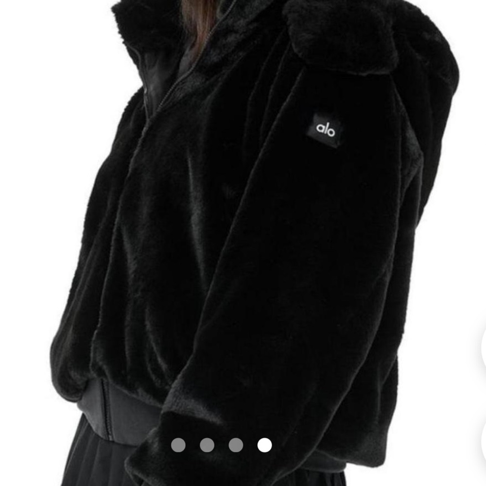 ALO Yoga Black Teddy Jacket Plush Faux Fur